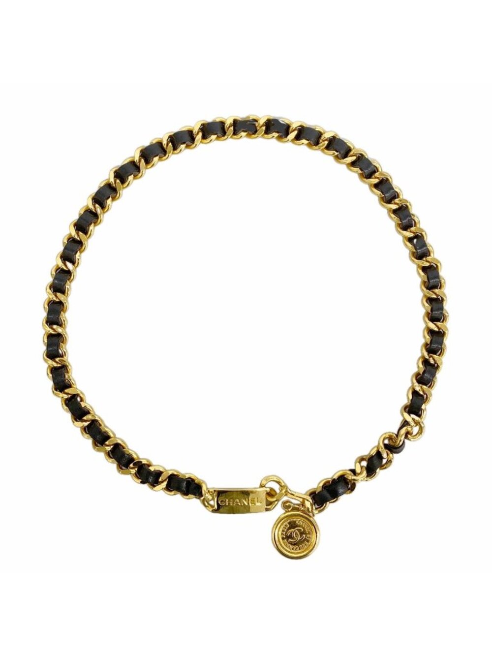 Chanel Belt Metal Black Gold